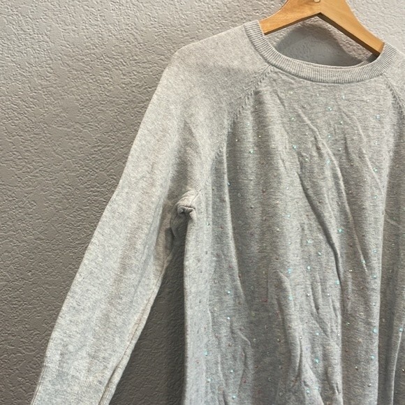 LC Lauren Conrad Gray Sequin Tie Front Sweater Size Large - Picture 4 of 8